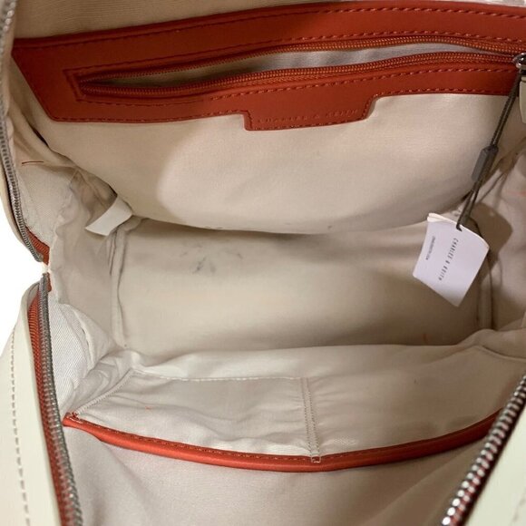 Charles & Keith Women\'s Back Pack Retro Look Vinyl Orange Beige Adjustable main image 4